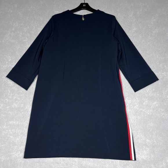 Tommy Hilfiger Shift Dress Women Large Navy Hardware Sleeve Knee Length NWT $98 - Picture 7 of 13